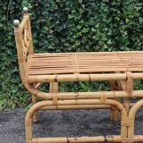 Rattan and brass bench