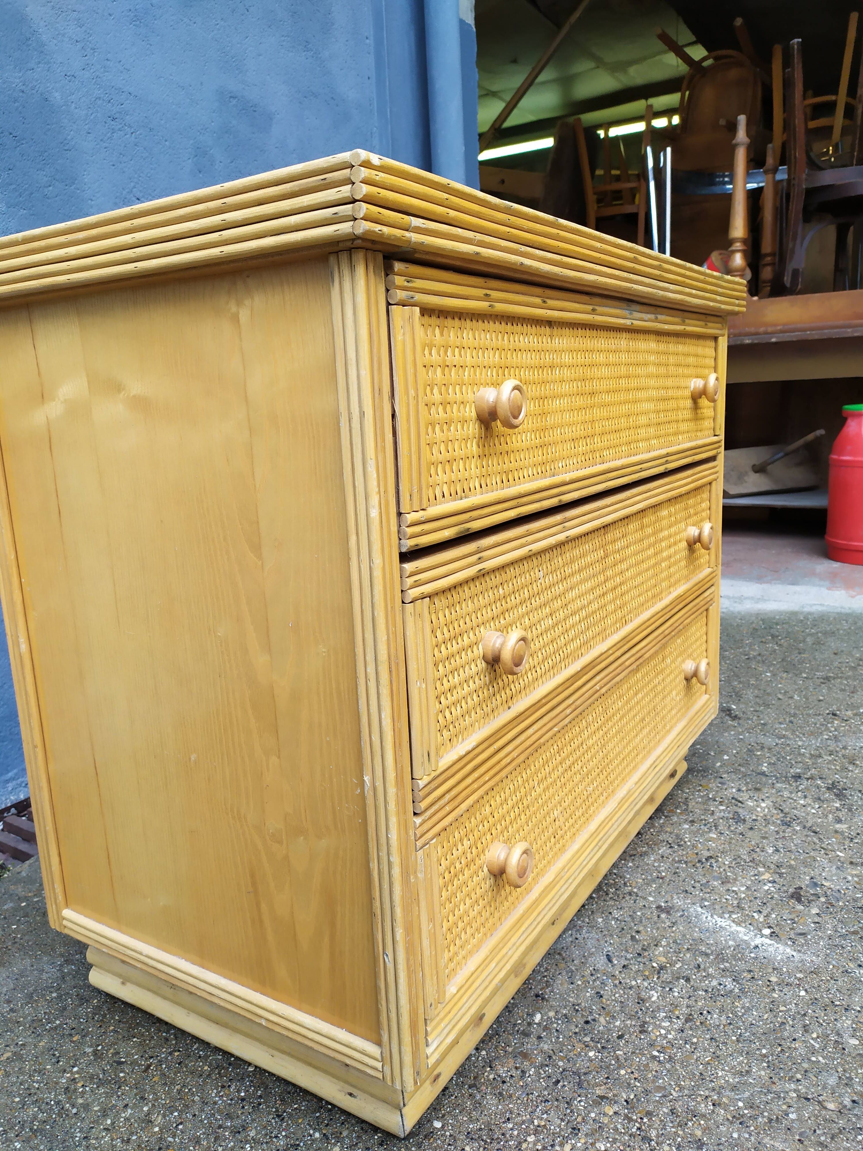 Vintage rattan dresser