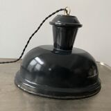 Old oval enamelled industrial hanging lamp