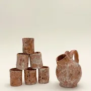 Clay jug and cups