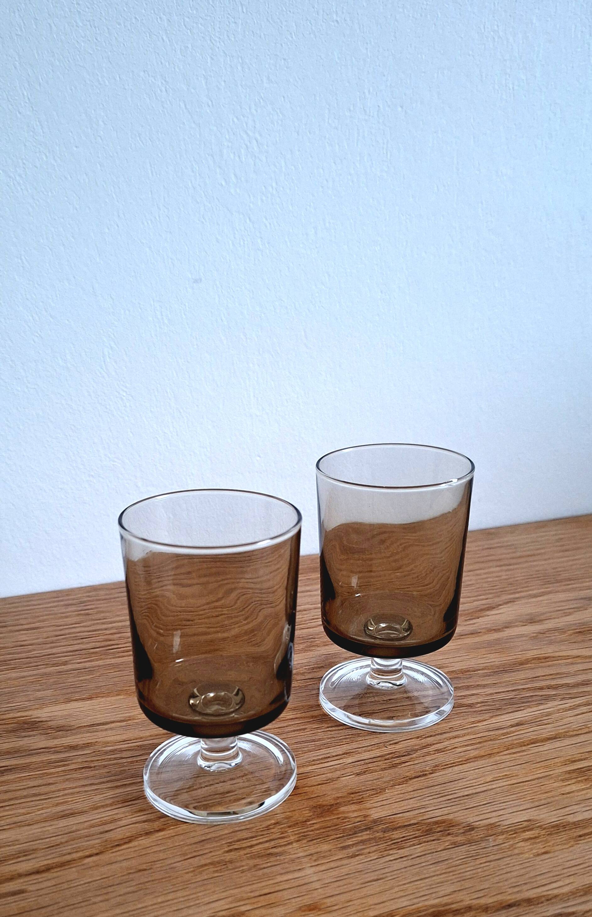 Smoked glass aperitif glass from the 70s