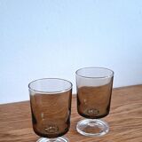 Verre apéritif en verre fumé années 70