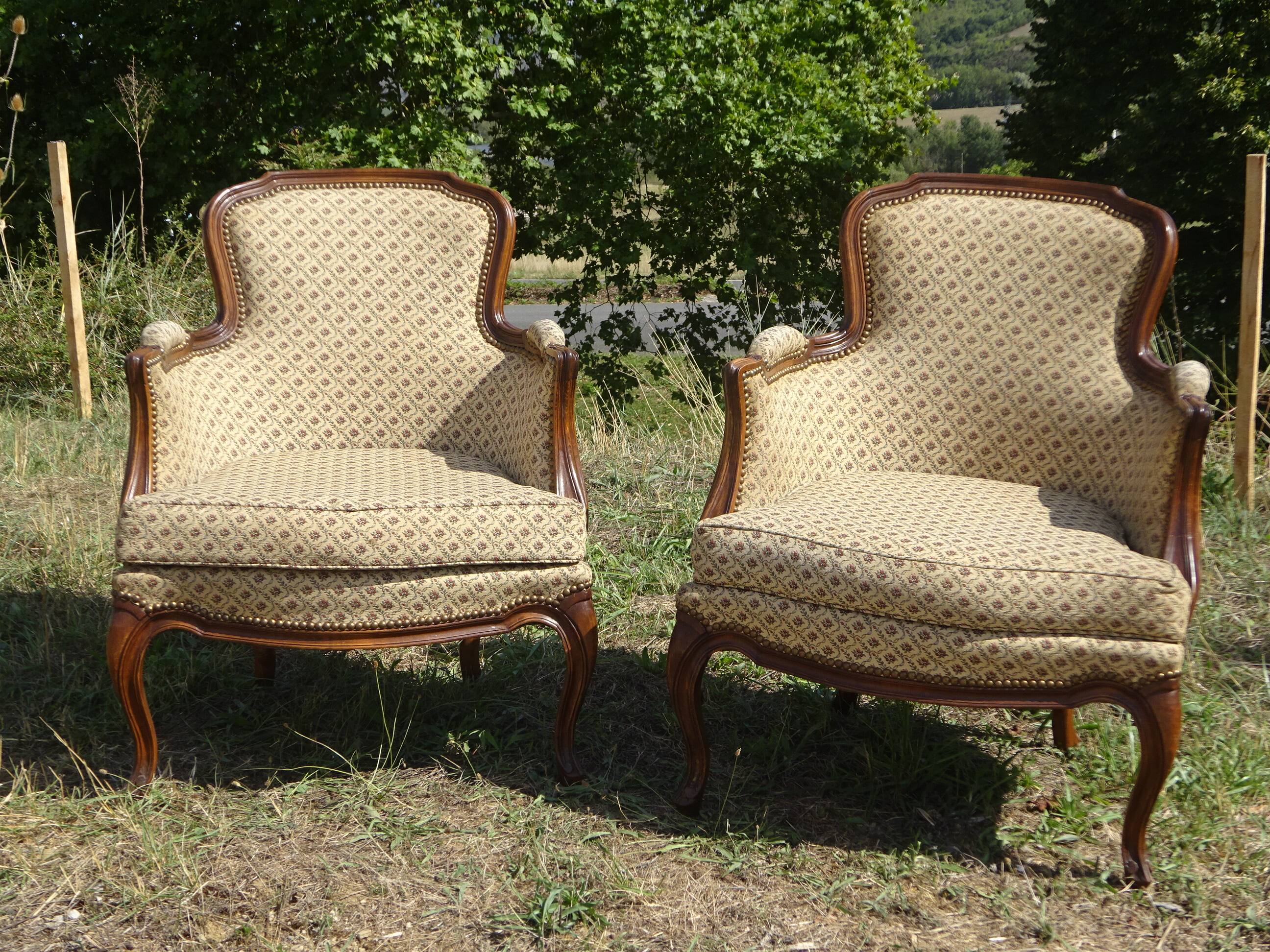 Bergère armchairs, 1950s, set of 2