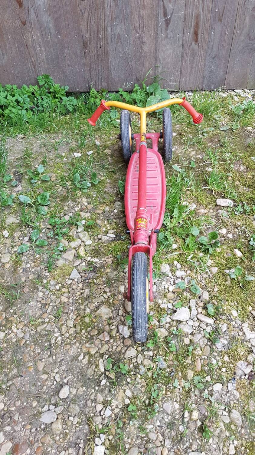Old nordy children's scooter red metal 1970s vintage