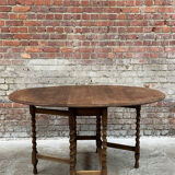Antique Oak Oval Drop-Leaf Table with Barley Twist Legs – Gateleg Tabl