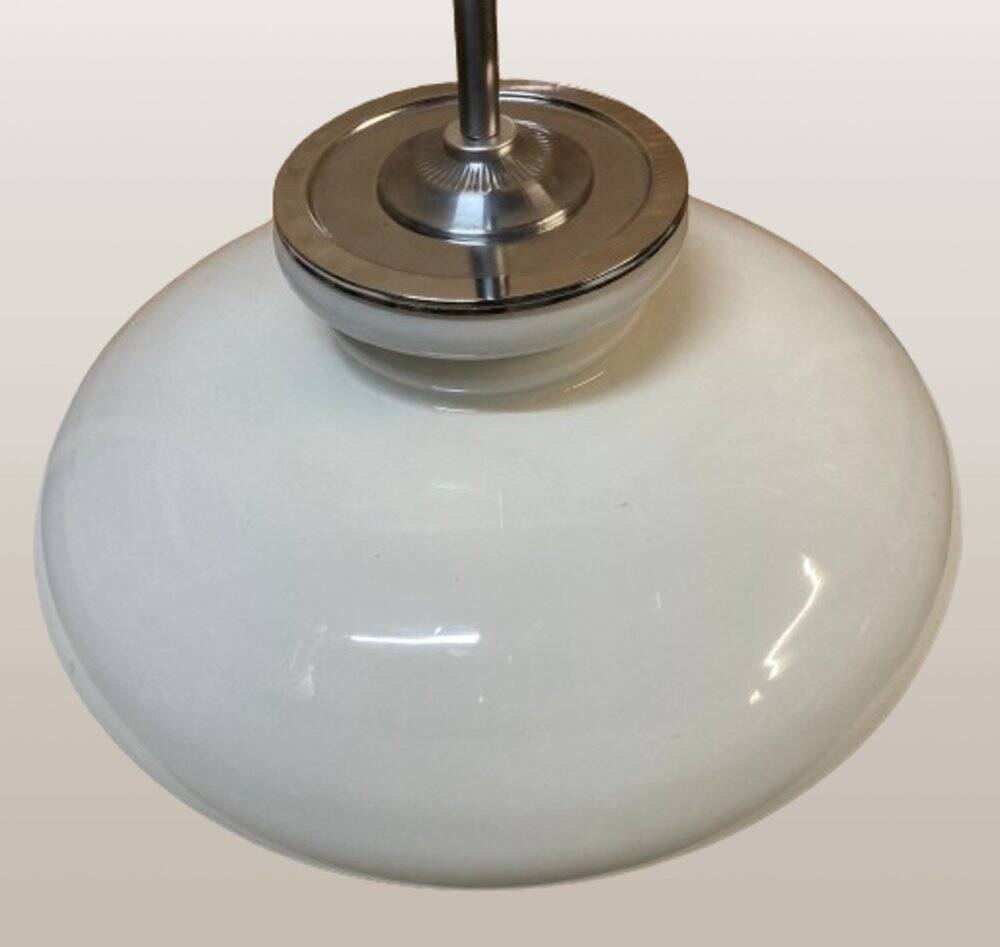 Opaline glass pendant lamp for recycled kitchen counter, vintage glass lampshade, 1960