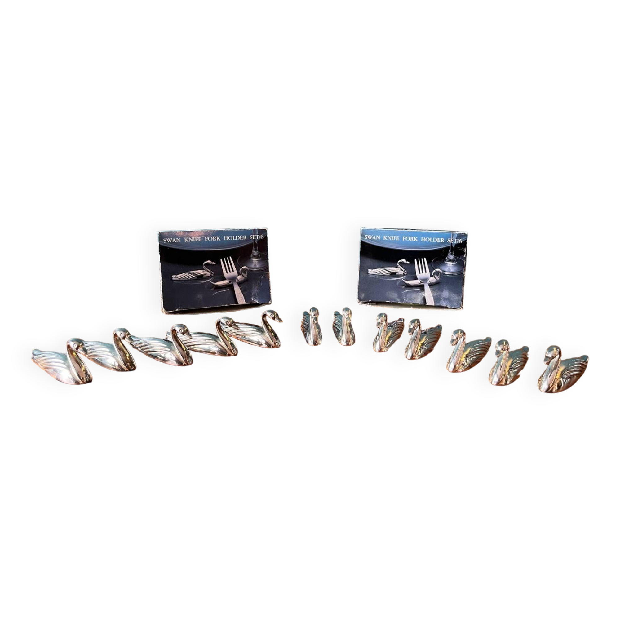 12 cutlery knife holders in silver metal