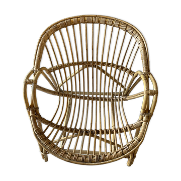 Fauteuil en osier vintage années 70