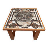 Table d'appoint en céramique danoise vintage Ox-Art Trioh 'Square' en teck