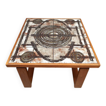 Vintage Danish ceramic teak side table Ox-Art Trioh 'Square'