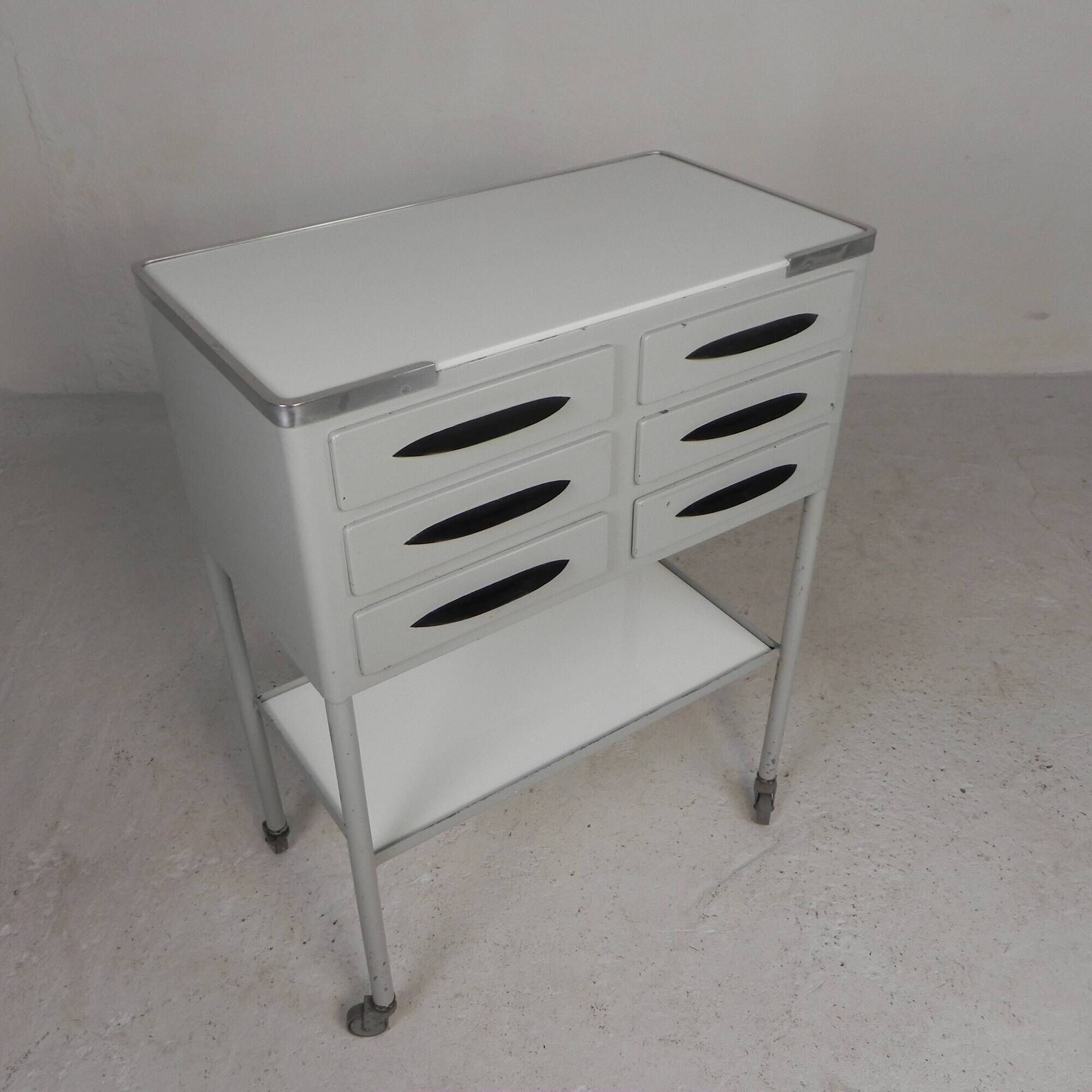 Cabinet dentaire en acier, unité à 6 tiroirs, années 1950