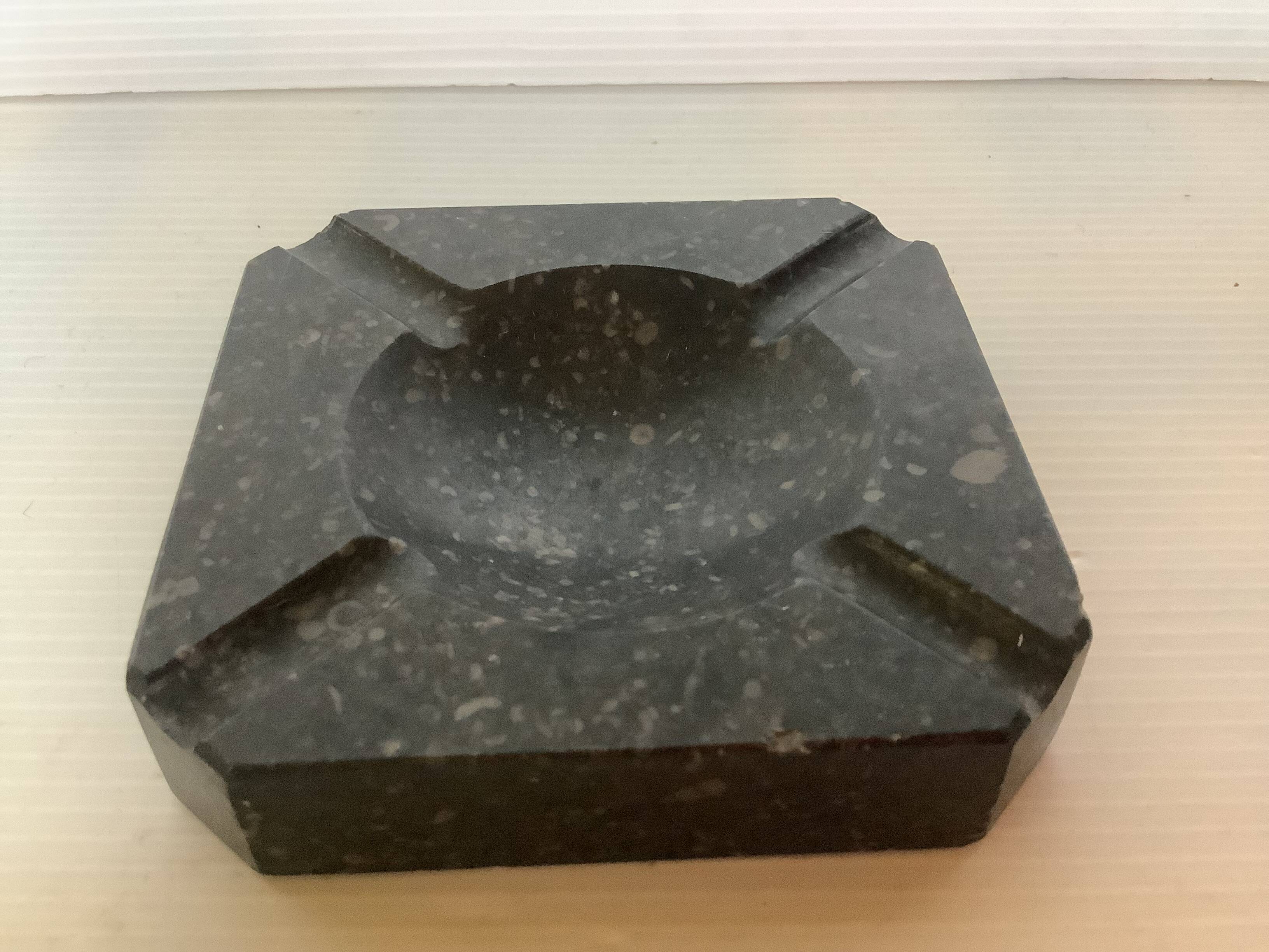 Square black marble ashtray and catchall.