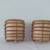 Pair of bamboo wall light