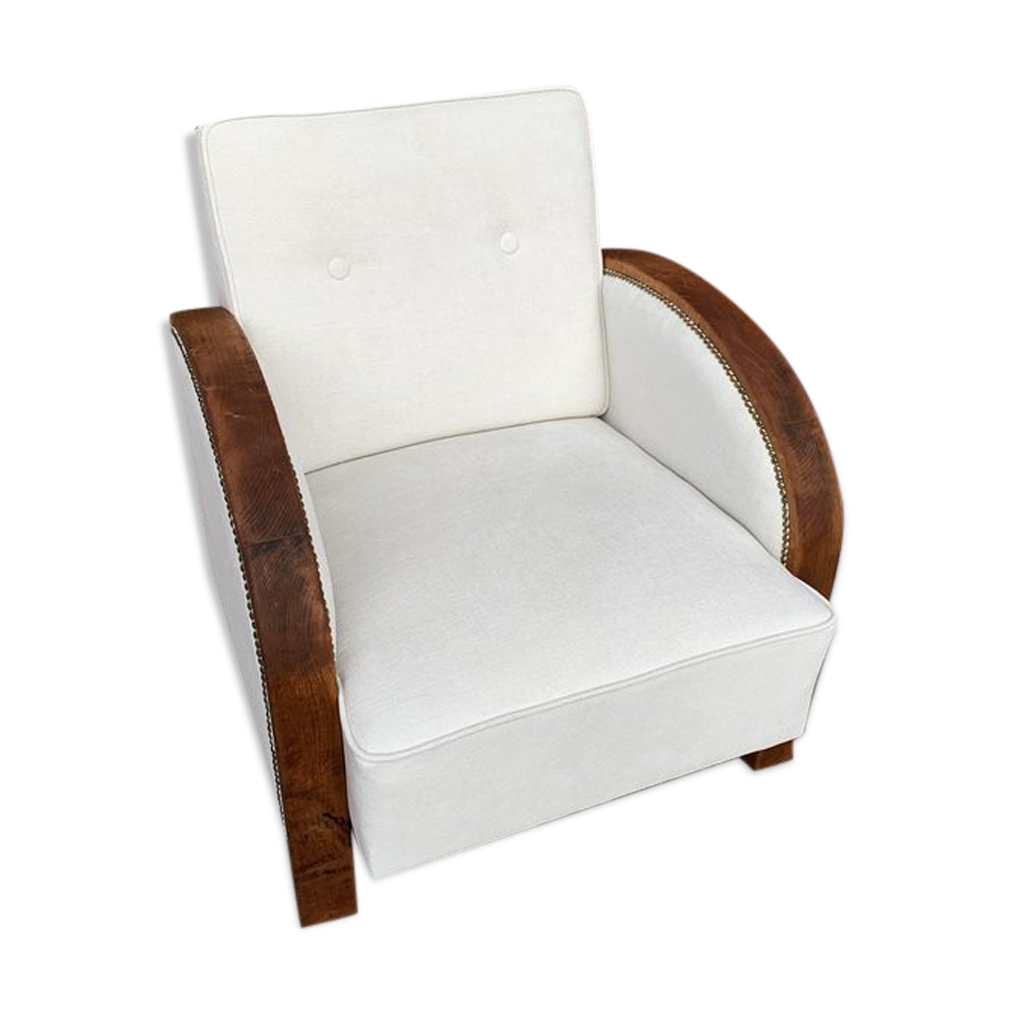 Art deco beige lounge chair, 1920s