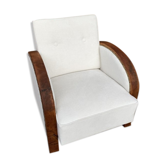 Fauteuil art déco beige, années 1920