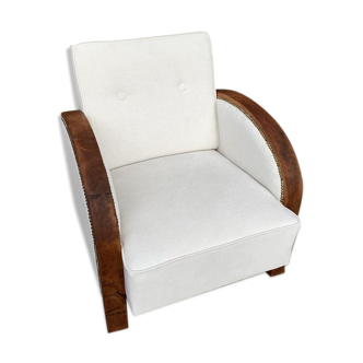 Art deco beige lounge chair, 1920s
