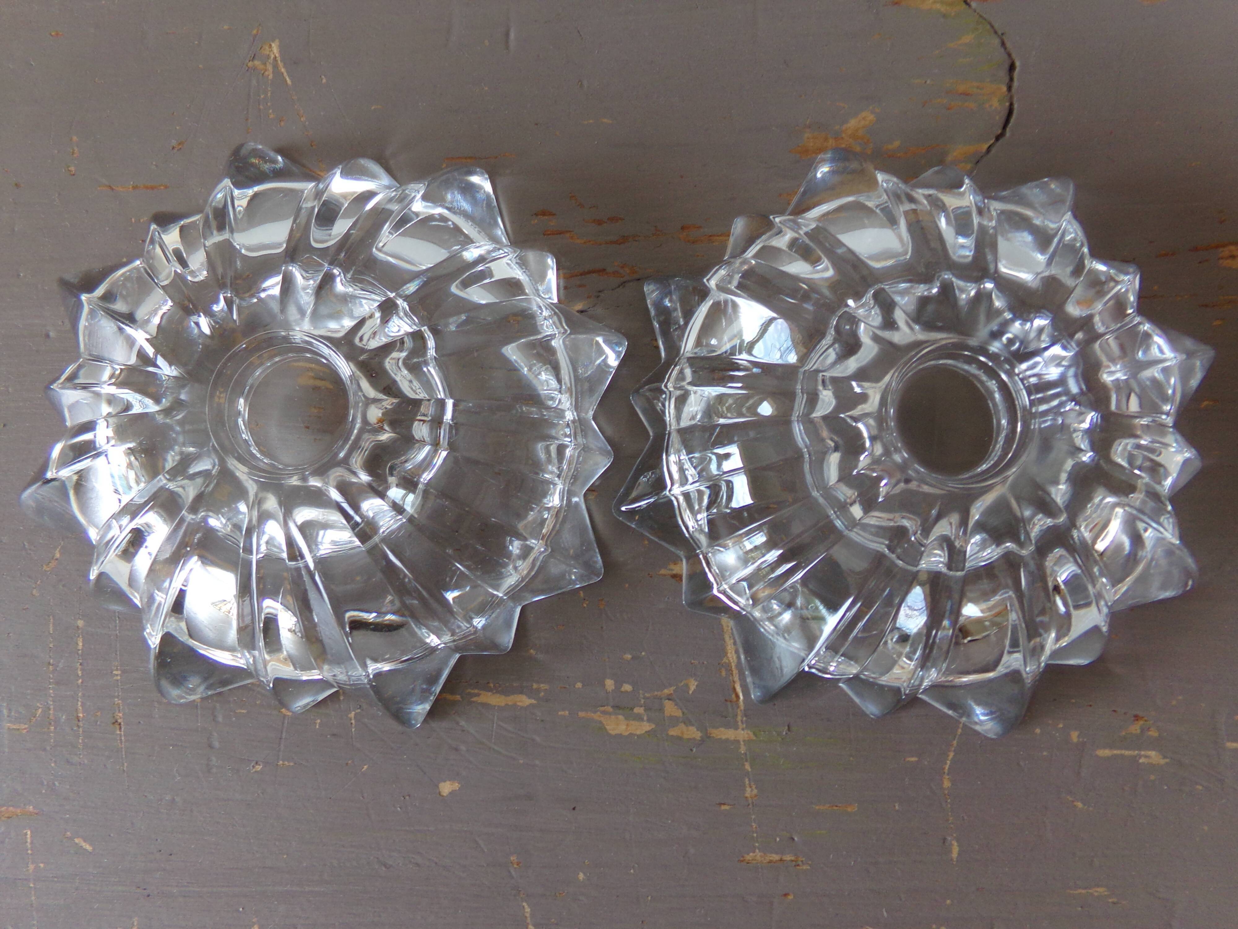Pair of antique crystal candle holders