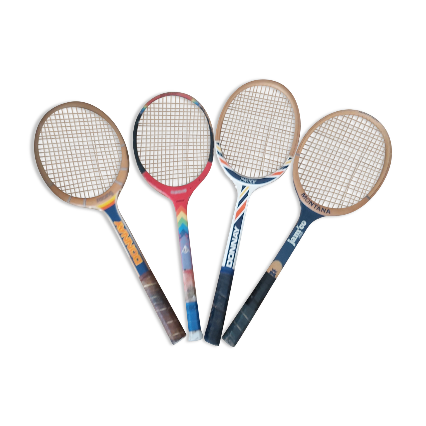 Series of 4 vintage tennis rackets