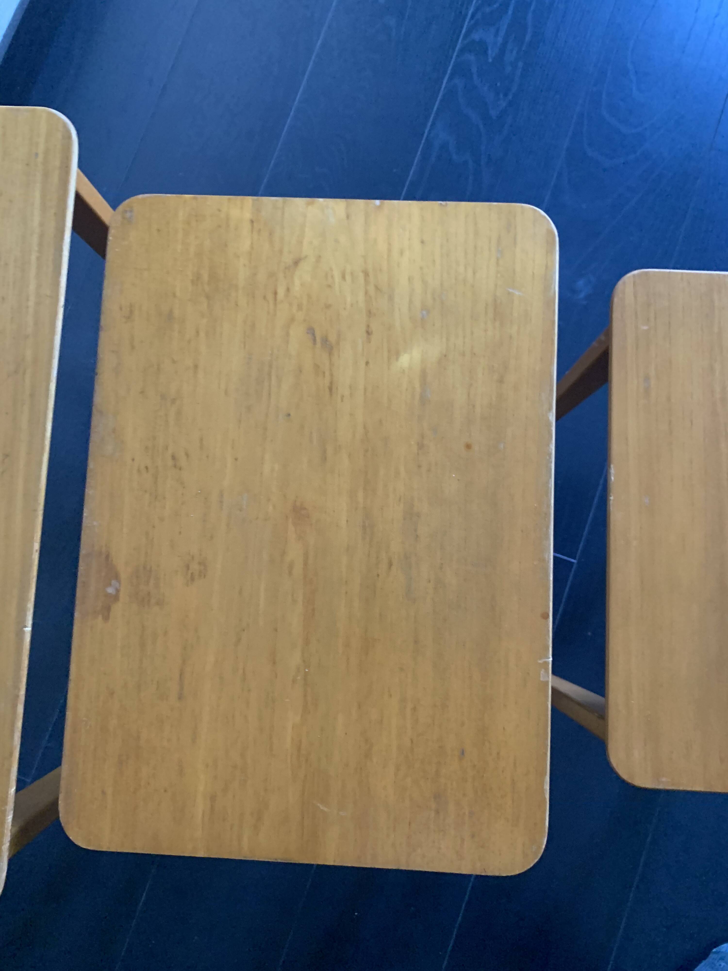 Tables gigognes vintage 1960 table basse d'appoint bois clair - 52 x 55 x 3