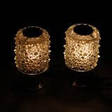 1970s Pair of Glass Table Lamps by Kamenicky Senov, Czechoslovakia-