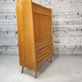 Vintage wood and rattan secretary