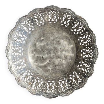 Plateau vintage en métal argenté ajouré motifs végétaux