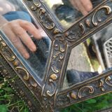 Miroir en cuivre repoussé ancien époque Napoléon III