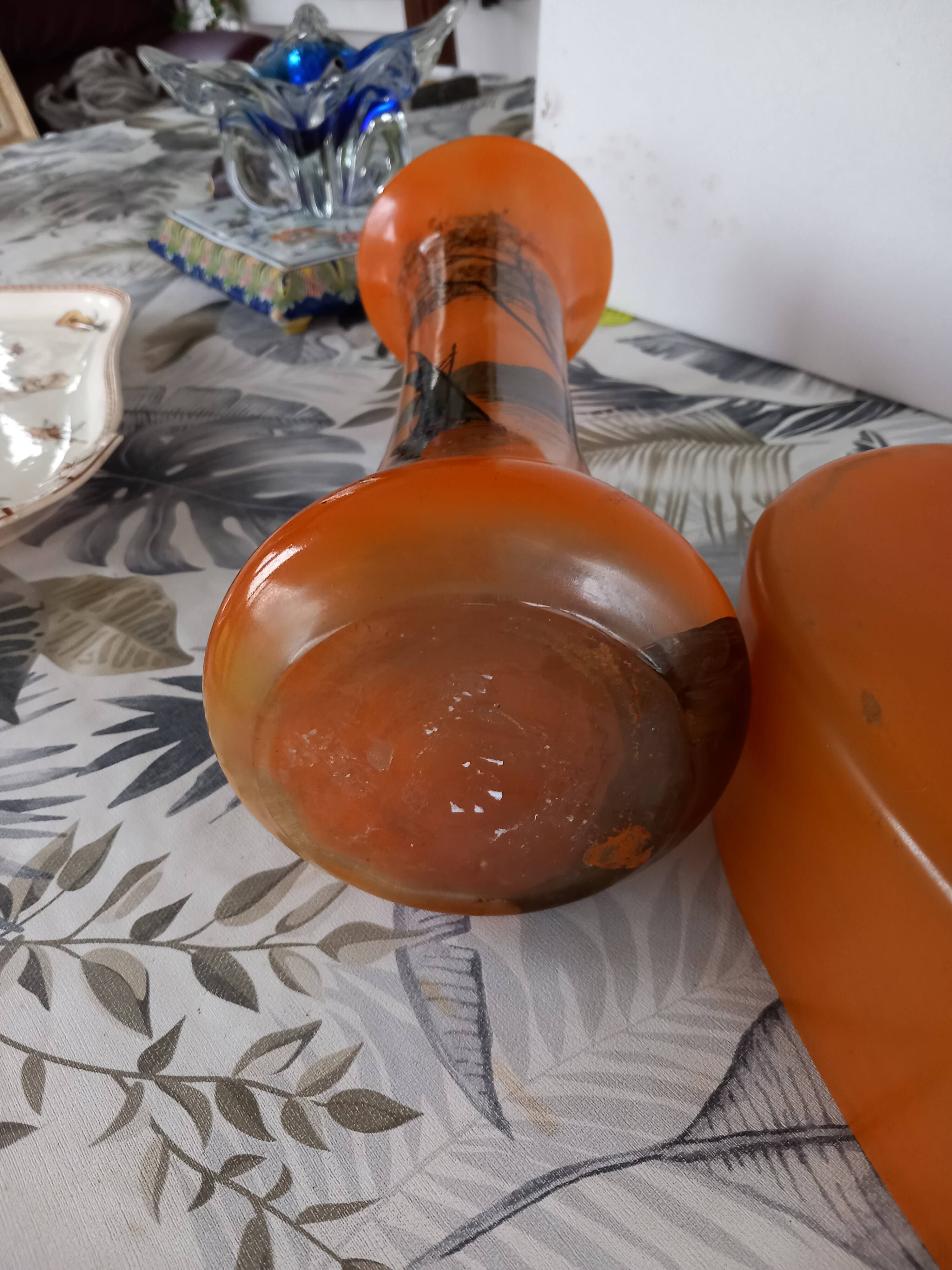 GLASS PASTRY CHIMNEY TRIM SIGNED LEGRAS