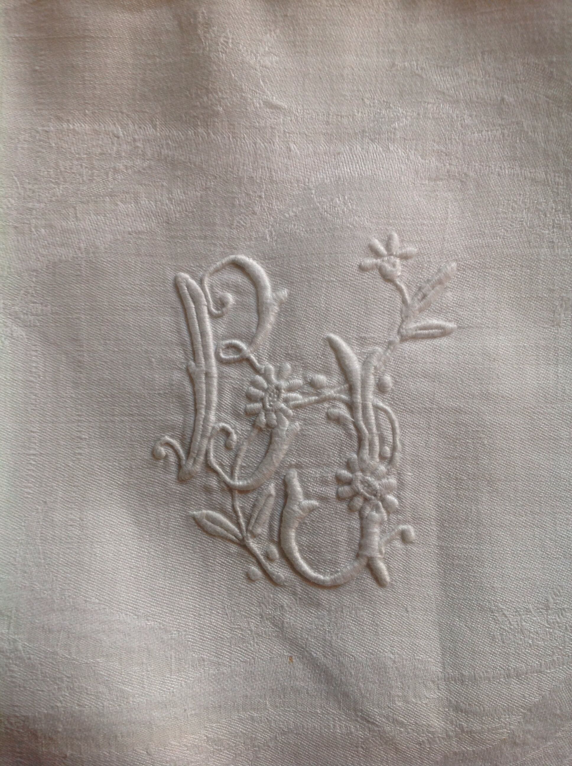 Set de 6 serviettes coton damassè monogrammèes