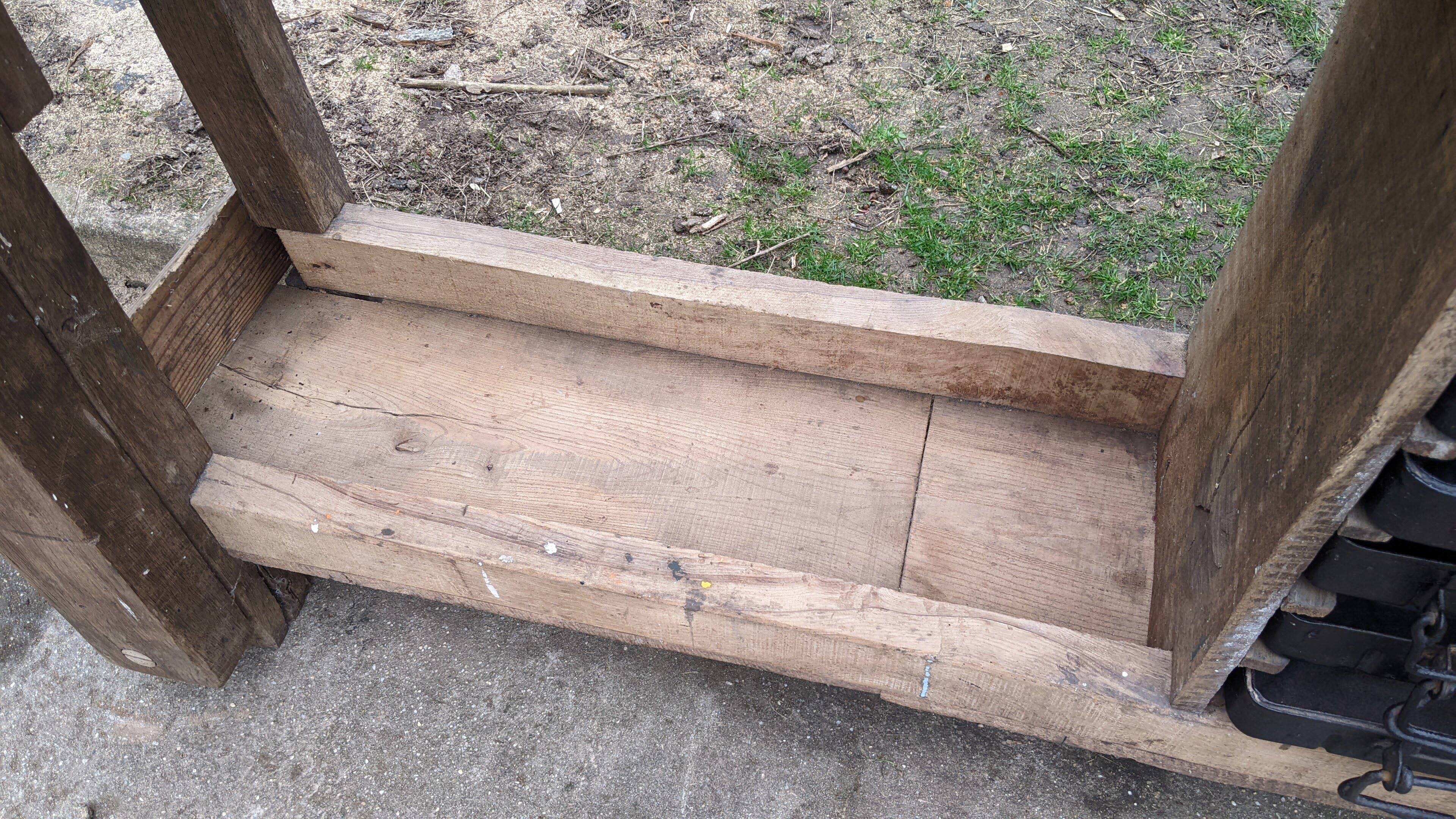 Old solid oak carpenter's workbench