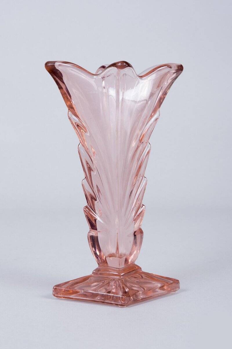 Art Deco Pink, Yellow and Orange Glass Vases, Bohemia, Set of 3
