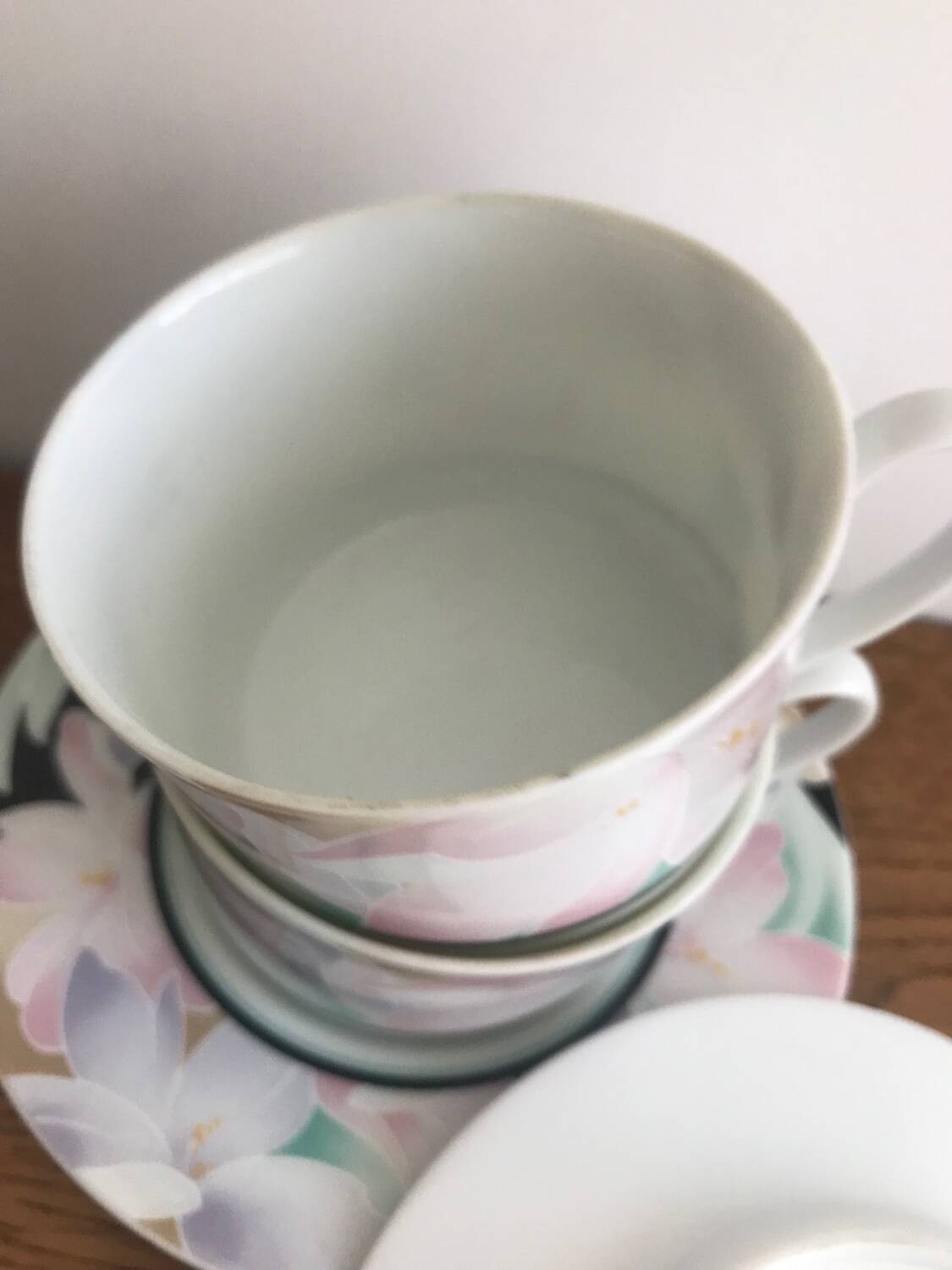 Set of tea cups with saucers fine porcelain Japan flowers