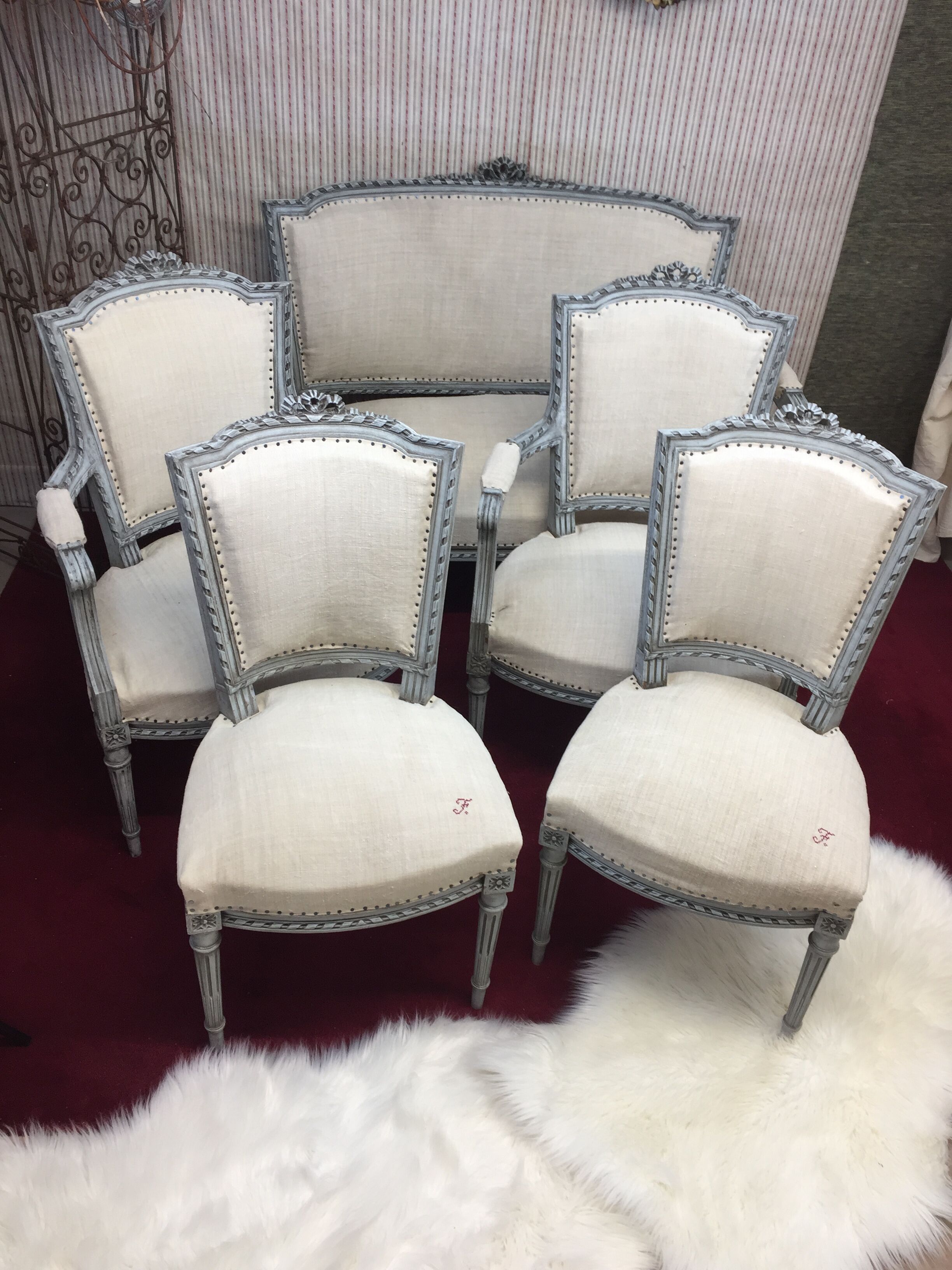 Pair of antique Louis XVI style chairs, completely renovated