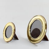 Set of two vintage frames, brass and wood, signed