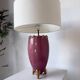 Pink and gold ceramic tripod table lamp