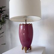 Lampe de table céramique rose et or tripode