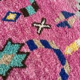 Boho chic Moroccan pink wool rug