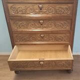 Commode à tiroirs ancienne en noyer italien du XIXe siècle