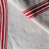 Set of 3 old mestizo tea towels with red stripes