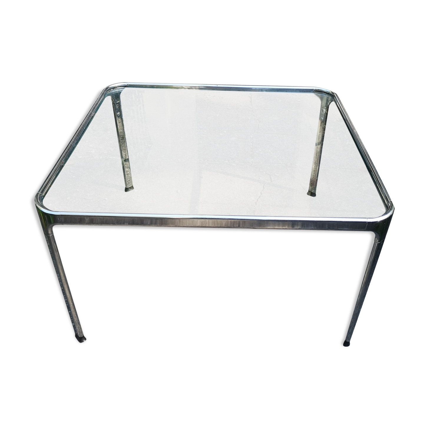 Vintage coffee table chrome and glass