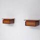 Pair of 1950s Italian Wall-Mounted Wooden Nightstands with Single Drawer