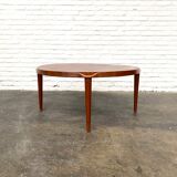 Mid Century Solid Teak Round Danish Coffee Table by John Boné for Mikael Laursen, 1970s.