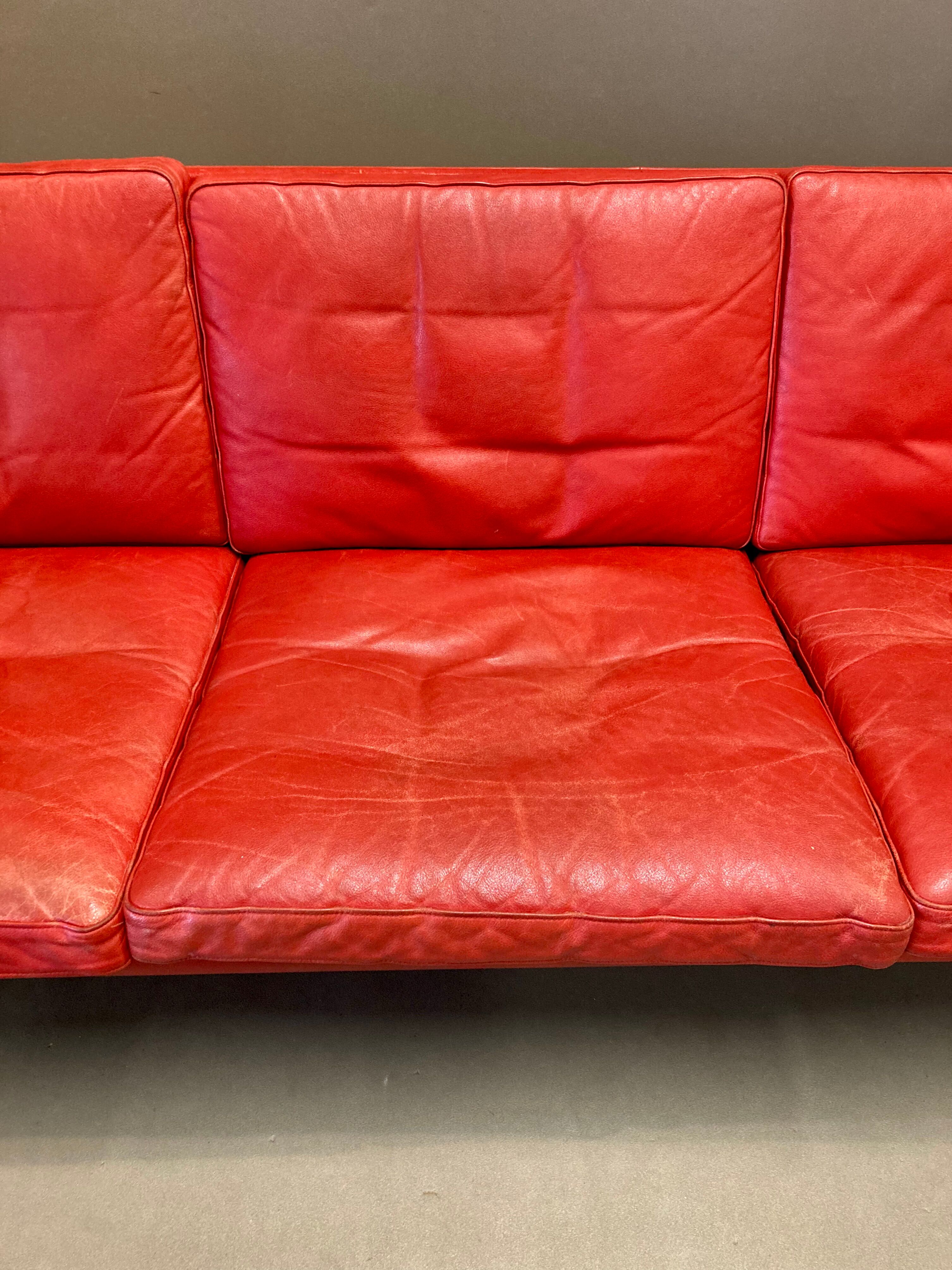 Sofa 3 places leather and chrome design 1950