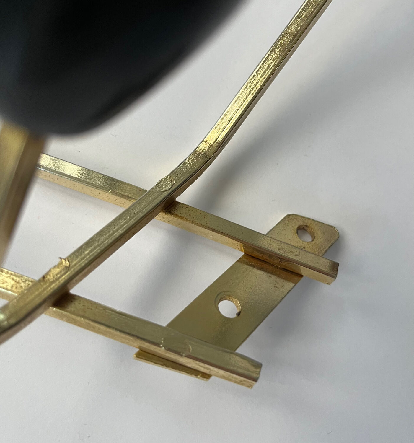 1950s wooden and metal coat rack with 6 hooks