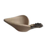 Japanese artisanal vintage cut in beige and gilded bronze ceramic in the shape of a snail shell