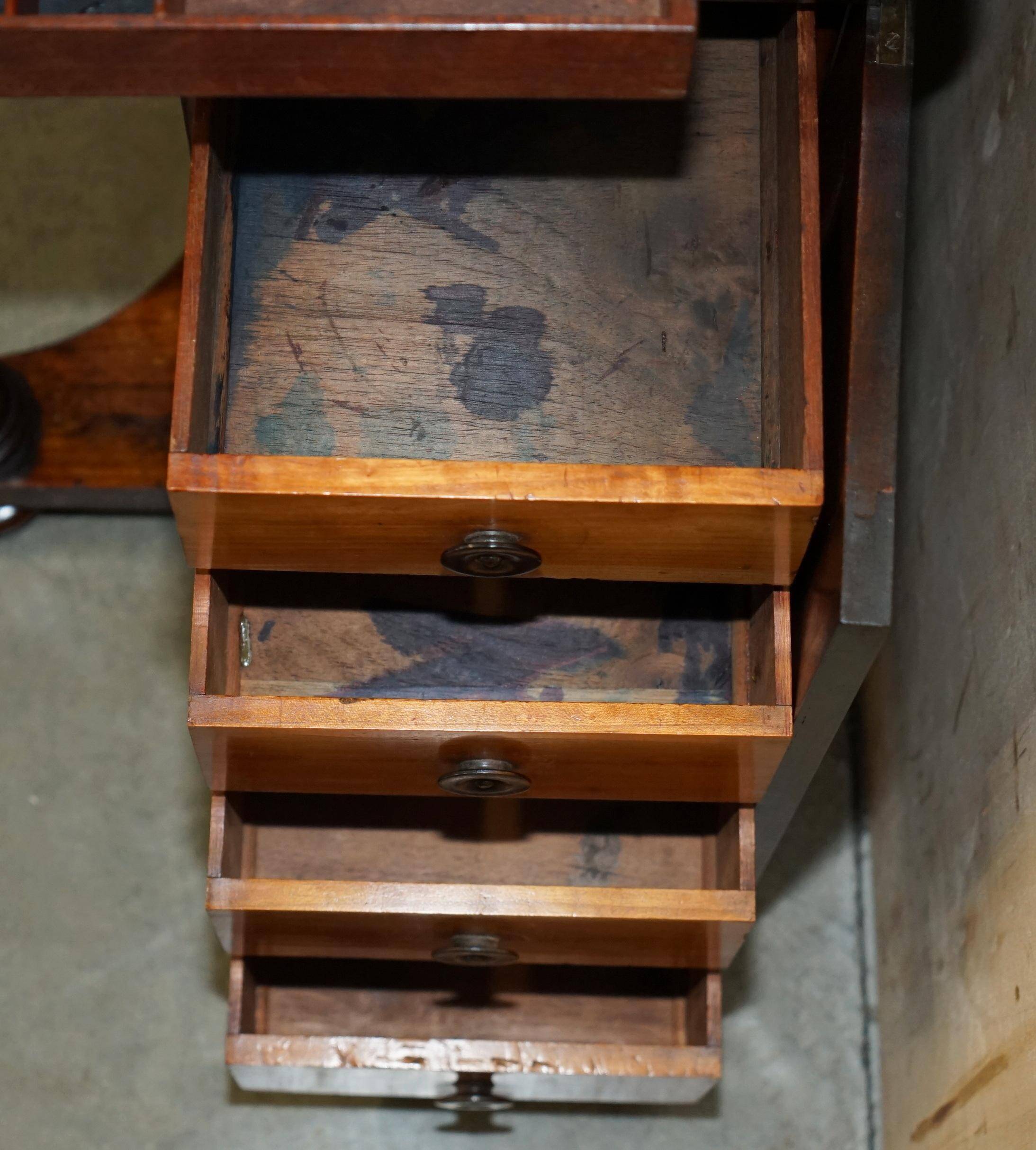 Davenport Regency Antique Desk Circa 1810-1820 in Hardwood and Leather