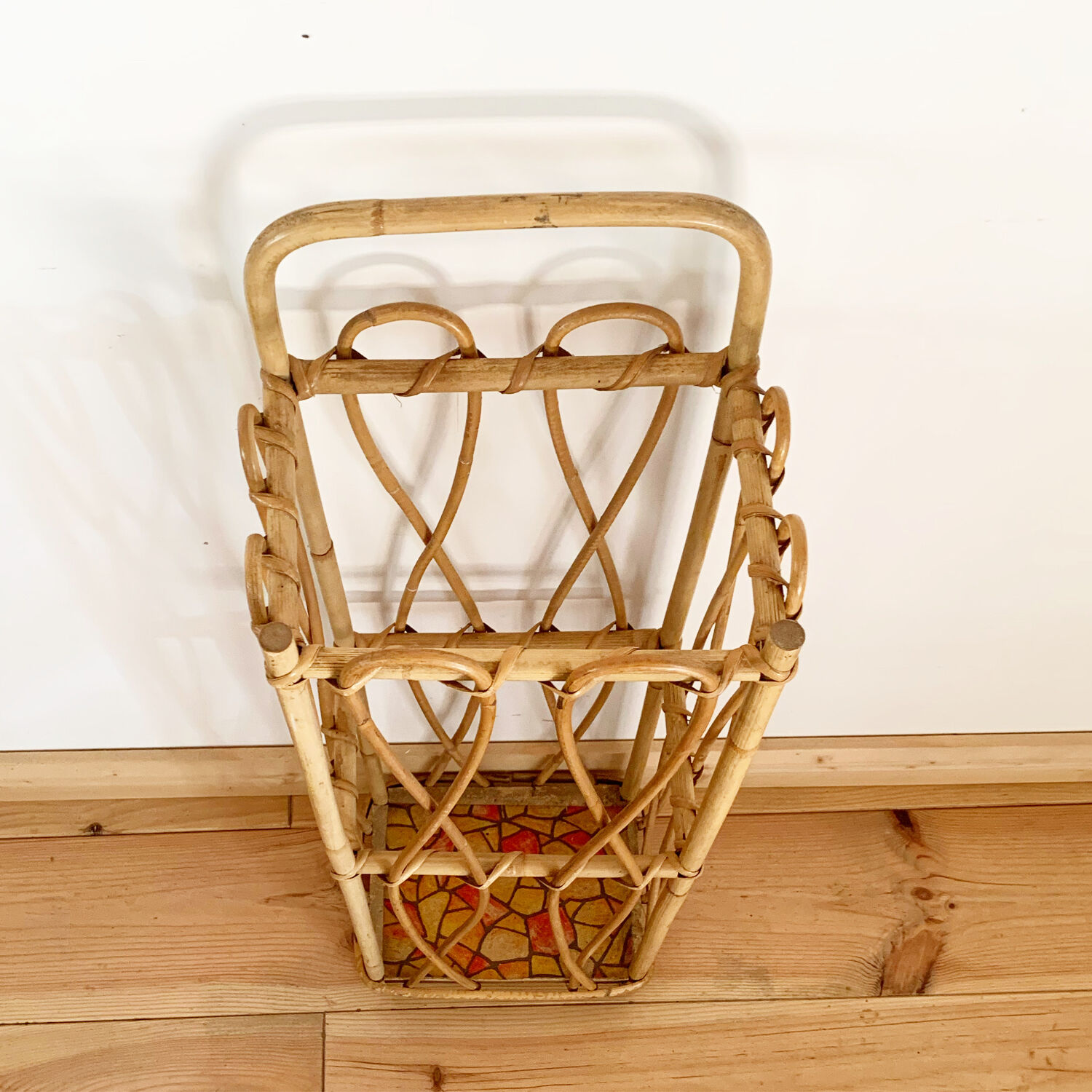 Vintage rattan umbrella stand