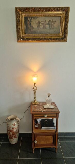 Louis Philippe style bedside table in cherry and ash wood