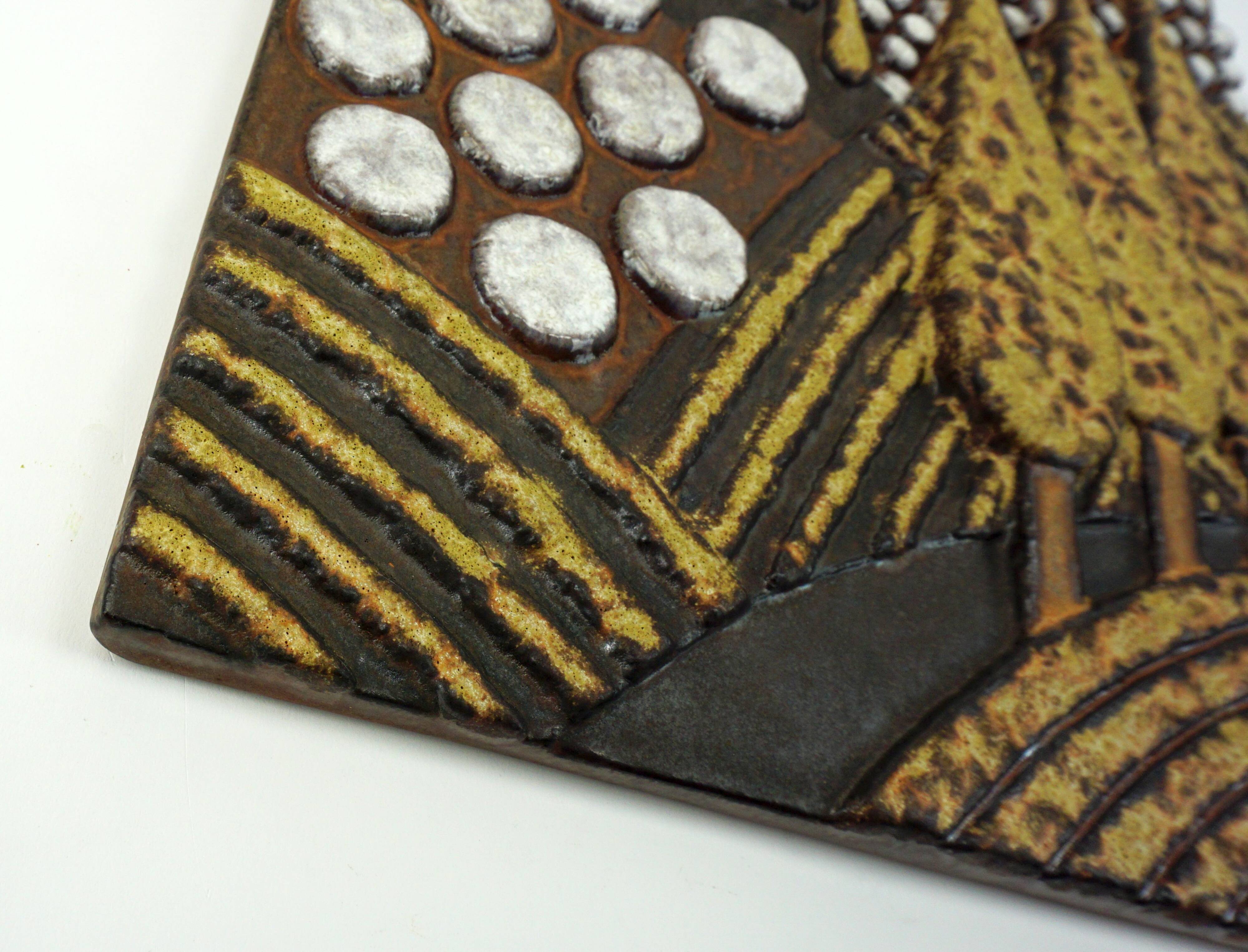 ceramic WALL PANEL landscape 70s  no. 7854 majolika karlsruhe liedke
