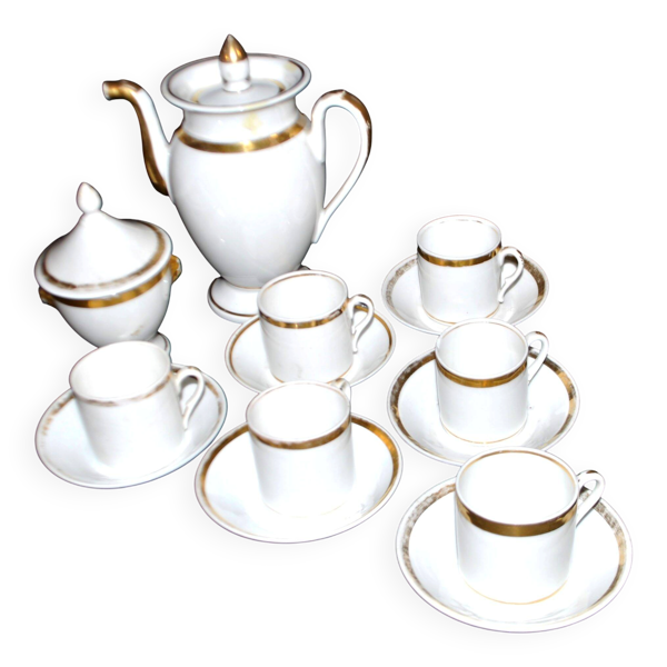 Service à café en porcelaine Empire 19e siècle col de cygne, Porcelaine de Paris